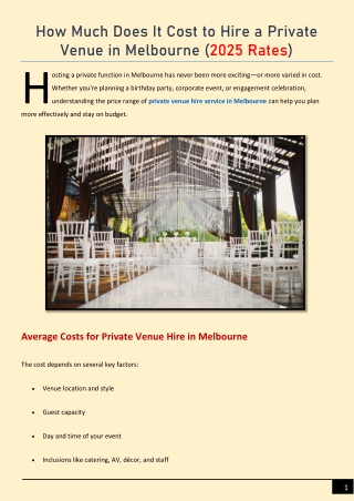 How Much Does It Cost to Hire a Private Venue in Melbourne (2025 Rates)
