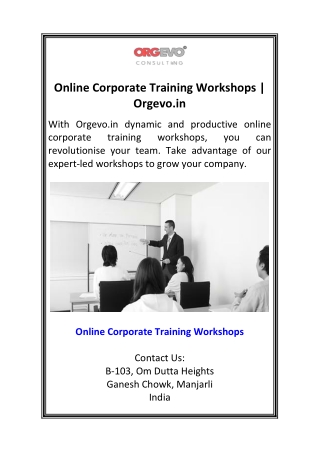 Online Corporate Training Workshops  Orgevo.in