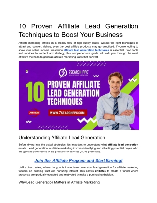 10 Proven Affiliate Lead Generation Techniques to Boost Your Business