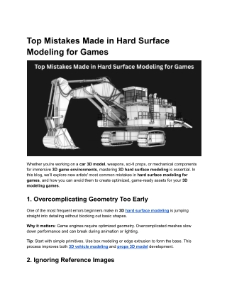 Top Mistakes Made in Hard Surface Modeling for Games