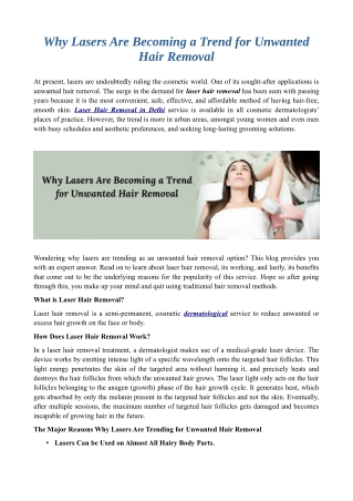 Why Lasers Are Becoming a Trend for Unwanted Hair Removal