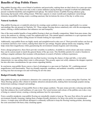 Mop Pebble Flooring For A Pure Charlotte, NC Spa Room