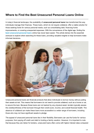 Where to Find the Best Unsecured Personal Loans Online