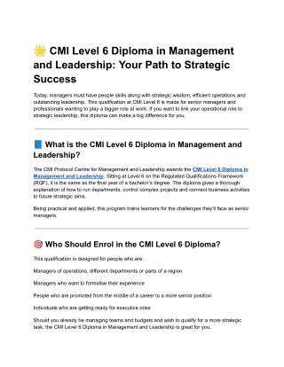 CMI Level 6 Diploma in Management and Leadership | Advance Your Career Today