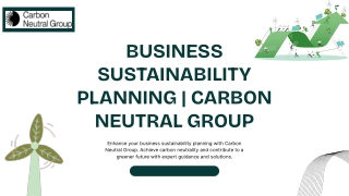 Business Sustainability Planning  Carbon Neutral Group