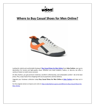 Where to Buy Casual Shoes for Men Online?