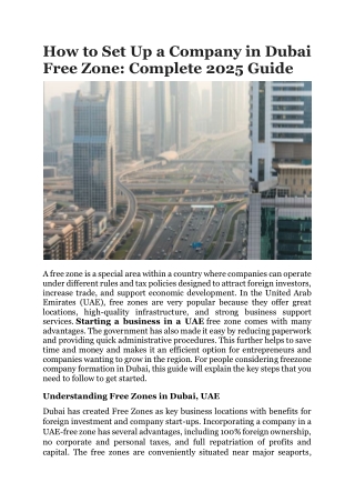 How to Set Up a Company in Dubai Free Zone