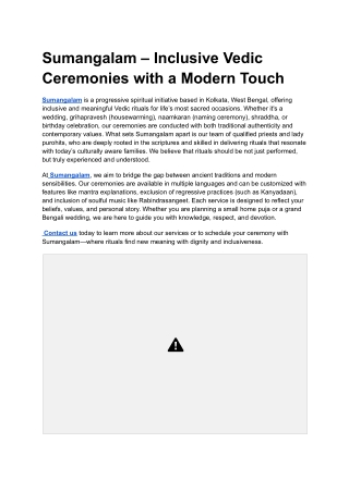 Sumangalam – Inclusive Vedic Ceremonies with a Modern Touch