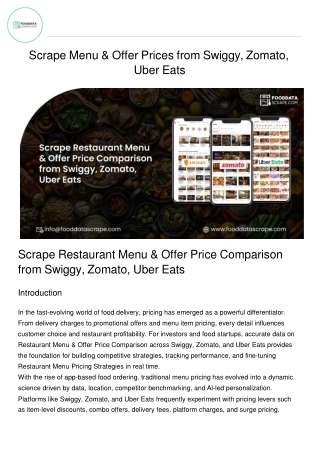 Scrape Restaurant Menu & Offer Price Comparison from Swiggy, Zomato, Uber Eats