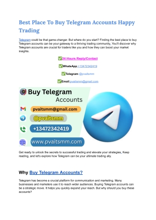 Best Place To Buy Telegram Accounts Happy Trading