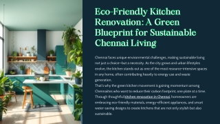 Eco-Friendly Kitchen Renovation A Green Blueprint for Sustainable Chennai Living