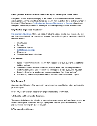 Pre-Engineered Structure Manufacturer in Gurugram_ Building the Future, Faster