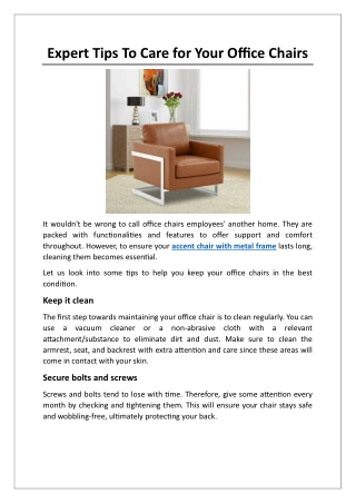 Expert Tips To Care for Your Office Chairs