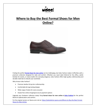 Where to Buy the Best Formal Shoes for Men Online?
