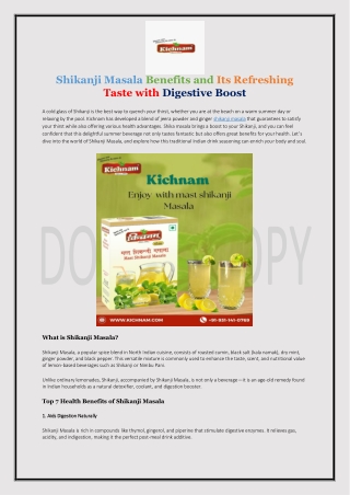 Shikanji Masala Benefits for Digestion Hydration and Refreshing Summer Drink