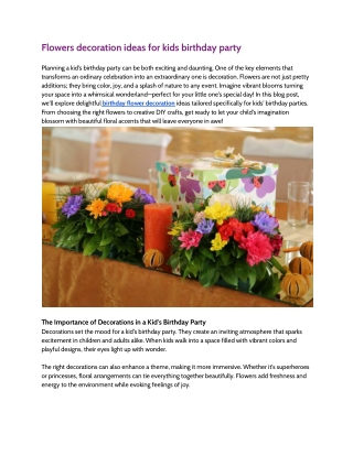 Flowers decoration ideas for kids birthday party