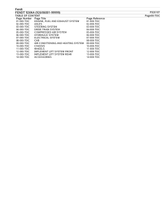 FENDT 926 NA (92606001-99999) Tractor Parts Catalogue Manual Instant Download (Part No. F926107)
