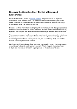 Discover the Complete Story Behind a Renowned Entrepreneur