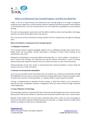 What Is a Professional Tutor Training Program—and Why You Need One