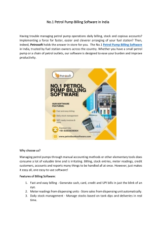 No.1 Petrol Pump Billing Software