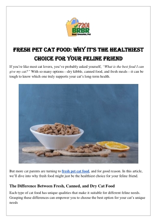 Fresh Pet Cat Food Why Its the Healthiest Choice for Your Feline Friend