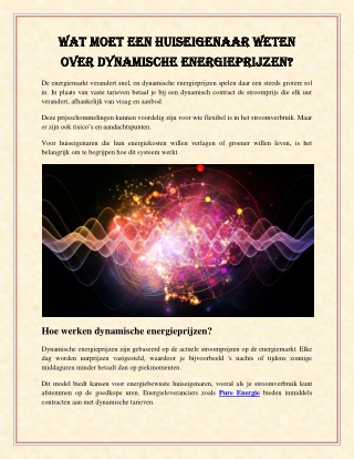 Wat moet een huiseigenaar weten over dynamische energieprijzen