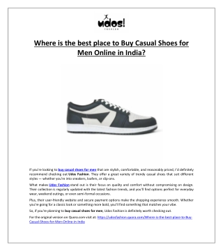 Where is the best place to Buy Casual Shoes for Men Online in India?