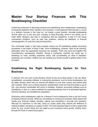 Master Your Startup Finances with This Bookkeeping Checklist