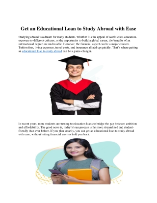 Get an Educational Loan to Study Abroad with Ease