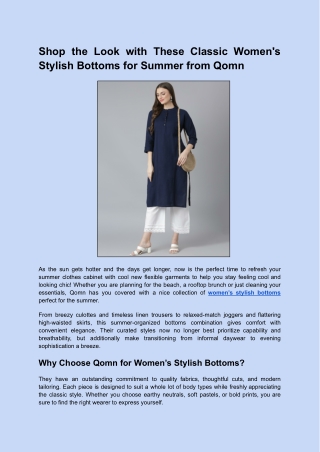 Shop the Look with These Classic Women's Stylish Bottoms for Summer from Qomn