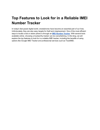 Top Features to Look for in a Reliable IMEI Number Tracker
