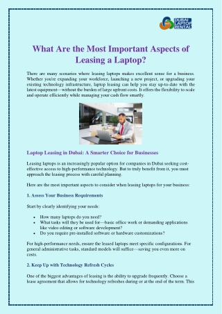 What Are the Most Important Aspects of Leasing a Laptop?