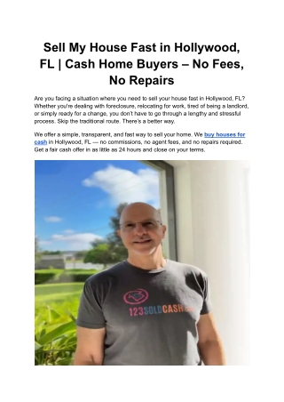 Sell My House Fast in Hollywood, FL _ Cash Home Buyers – No Fees, No Repairs