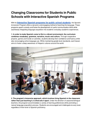 Changing Classrooms for Students in Public Schools with Interactive Spanish Programs