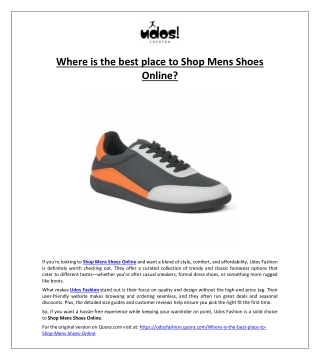 Where is the best place to Shop Mens Shoes Online