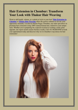 Hair Extension in Chembur