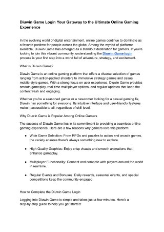 Diuwin Game Login