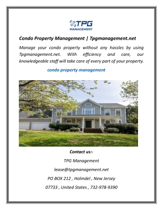 Condo Property Management | Tpgmanagement.net