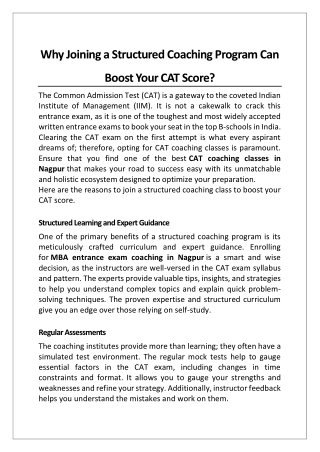 Why Joining a Structured Coaching Program Can Boost Your CAT Score