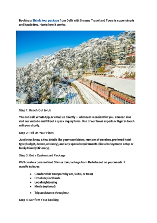 Shimla Tour Package - Dreams Travel and Tours