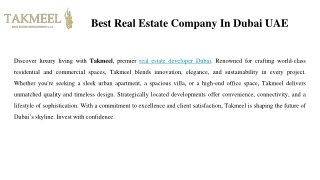 Best Real Estate Company In Dubai UAE