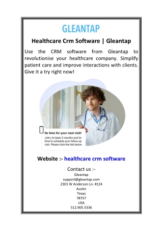 Healthcare Crm Software  Gleantap
