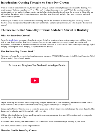 The Science Behind Same-Day Crowns: A Modern Marvel in Dentistry