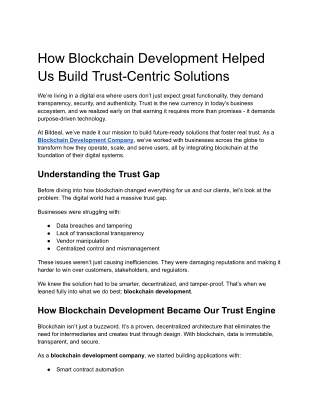 How Blockchain Development Helped Us Build Trust-Centric Solutions