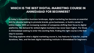 Which Is the Best Digital Marketing Course in Ahmedabad for Beginners