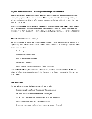 gas test atmospheres training