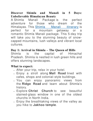 Shimla Manali Tour Package – 5 Days of Adventure & Serenity Awaits!
