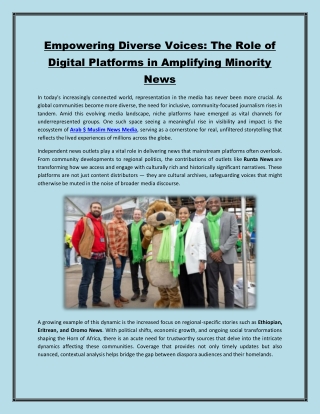 Empowering Diverse Voices: The Role of Digital Platforms in Amplifying Minority