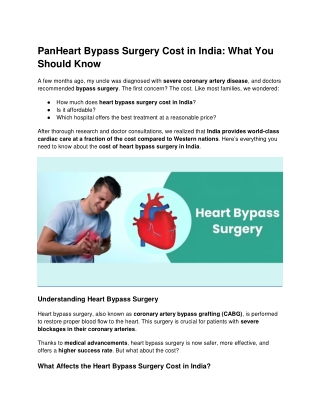 PanHeart Bypass Surgery Cost in India_ What You Should Know