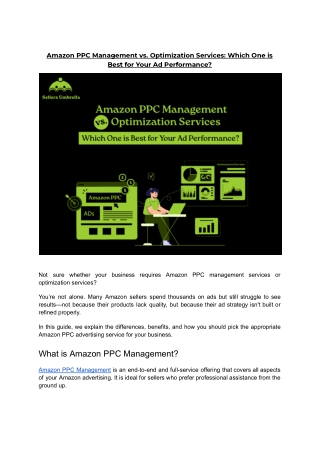 Amazon PPC Management vs. Optimization Services_ Which One is Best for Your Ad Performance_